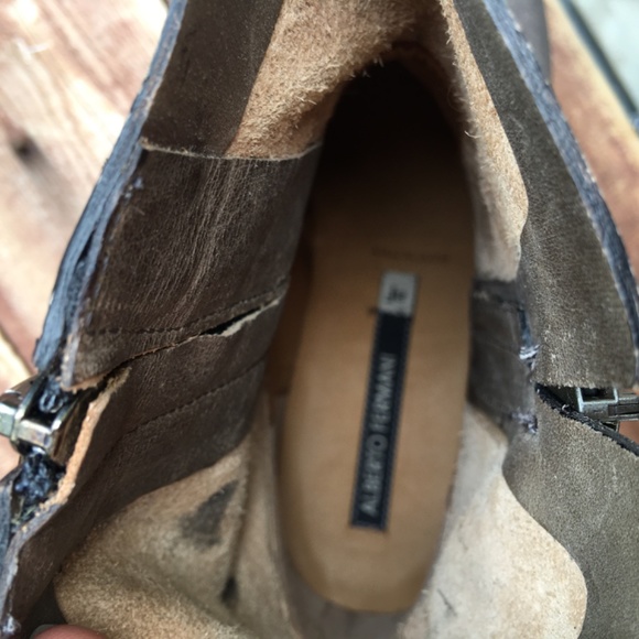 Alberto Fermani Olive Brown Suede Ankle Boots Booties - Picture 11 of 12